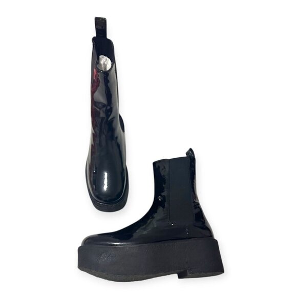 Staud Palamino Black Patent Leather Platform Chelsea Boots, Size 40 EU, New - Picture 16 of 16